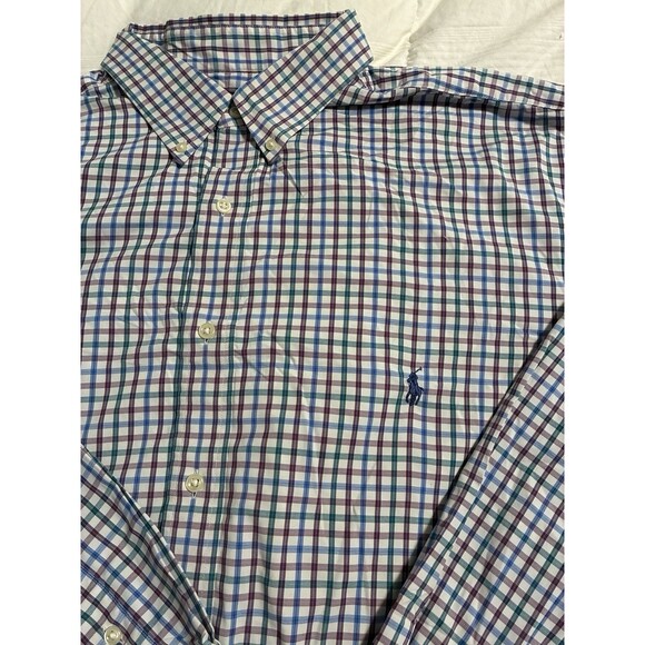 Ralph Lauren Performance Button Down Shirt 2XLT Blue Green Purple Plaid - Picture 1 of 8